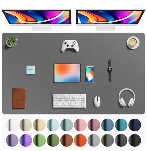 Aothia Faux Leather Desk Mat - Large Mouse Pad, Non-Slip PU Leather Blotter, Waterproof Writing Surface for Office and Home (