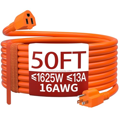 Skrizcable 16/3 50 FT Outdoor Extension Cord Waterproof, Orange Power Cord