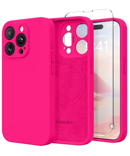 SuydanBox Magnetic for iPhone 14 Pro Max Case Silicone Hot Pink