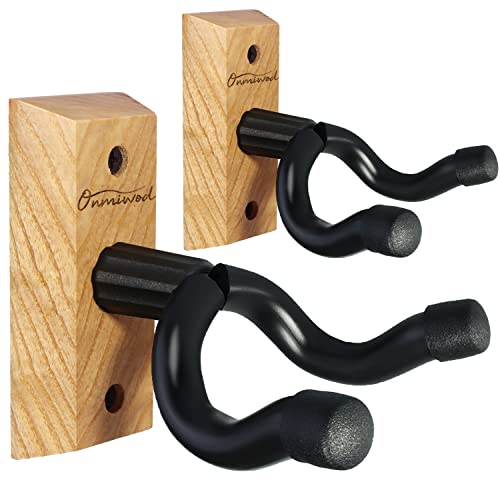 Onmiwod Guitar Wall Mount 2 Pack, Ash Hardwood Guitar Hanger, U-Shaped Guitar Wall Hanger Mount, Guitar Holder Hook Stand Wal