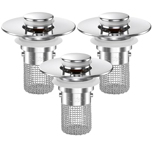 Bathroom Sink Drain Strainer, Pop-up Sink Drain Strainer with Removable Stainless Steel Strainer Basket Hair Catcher, Bathroo