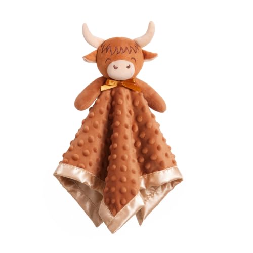 Pro Goleem Highland Cow Security Blanket Soft Loveys for Babies for Boys and Girls Newborn Lovie Infant Blankie Cow Baby Stuf