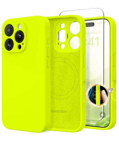 SuydanBox Magnetic for iPhone 16 Pro Case Silicone Fluorescent Green