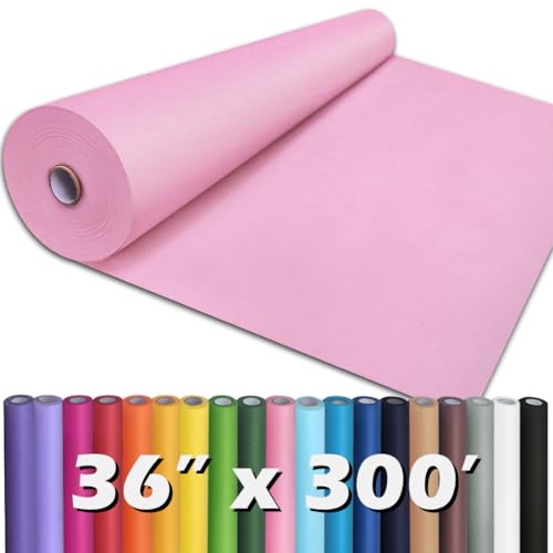 PerkHomy Light Pink Kraft Paper Roll 36" x 3,600" (300') for Gift Wrapping Bouquet Flower Art Painting Craft Writing Packagin