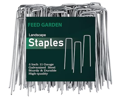 FEED GARDEN 6 Inch 200 Pack Galvanized Landscape Staples 11 Gauge Anti-Rust Garden Stakes Landscaping Fabric SOD Pins Yard St