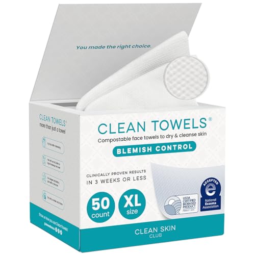 CLEAN SKIN CLUB Blemish Control Clean Towels® XL, Extra Exfoliation for Oily Skin, Disposable, Single-Use Face Towelette Dry 