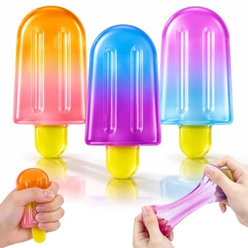 3 Pack Ice Cream Bar Slow Rising Squishy Toys, Cute Food Popsicle Sensory Fidget Squishies for Kids Party Favors Stress Relie