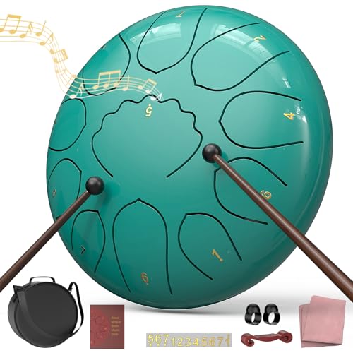 Rain Drum for Outside Garden, 8 Inches 11 Notes Steel Tongue Drum, Waterproof Meditation Rain Chime, Musical Instruments for 