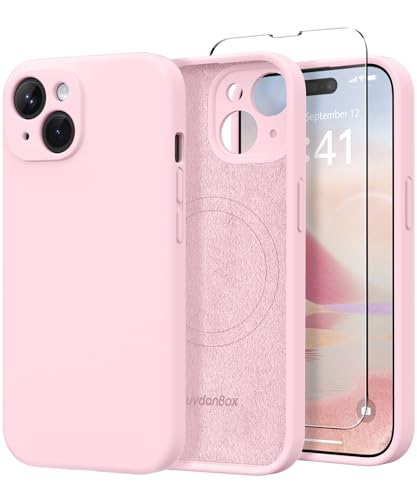 SuydanBox Magnetic for iPhone 15 Plus Case Silicone Chalk Pink
