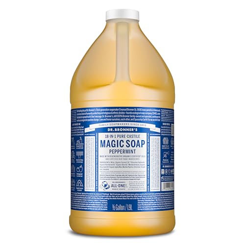 Dr. Bronner's- Pure-Castile Magic Liquid Soap (Peppermint 64,oz)- Made with Regenerative Organic Certified Oils- For Hand, Bo