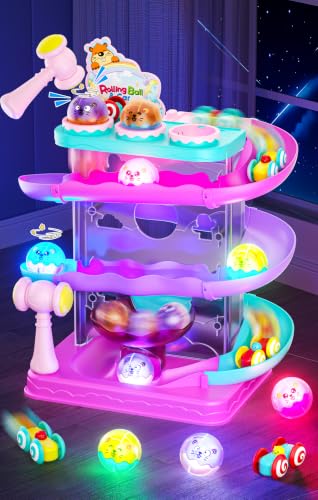 2-in-1 Ball Drop & Car Ramp Race Track Montessori Toy for Toddlers Ages 1-5