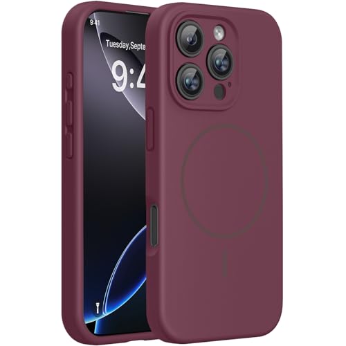 Miracase Silicone & Magnetic for iPhone 16 Pro Max Case, Wine Red