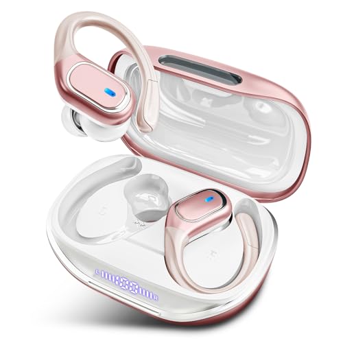 HAOYUYAN Wireless Earbuds Bluetooth 5.3 Headphones with 80H Playback, IPX7 Waterproof Over Ear Buds with LED Power Display fo