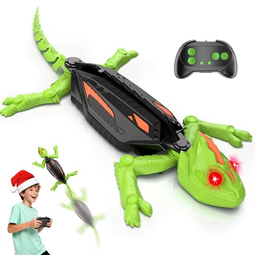 YKYI Wall Climbing Gecko Toy, Remote Control Lizard Crawler with LED Lights for Kids, Crawling Electric Christmas Birthday Gi
