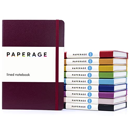 PAPERAGE Lined Journal Notebook, 10 Pack, (Bright Rainbow), 160 Pages, Medium 5.6 in x 8 in - 100 GSM Thick Paper – Hardcover