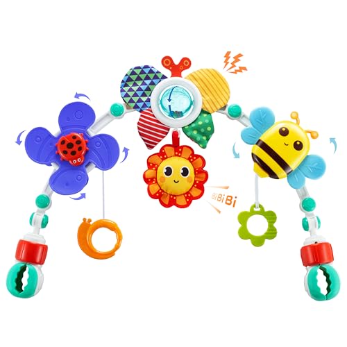 Lynncare Adjustable Arch Bassinet Toys for Infant & Toddlers, Stroller Arch, Baby Crib Toys with Fascinating Hanging for Stim