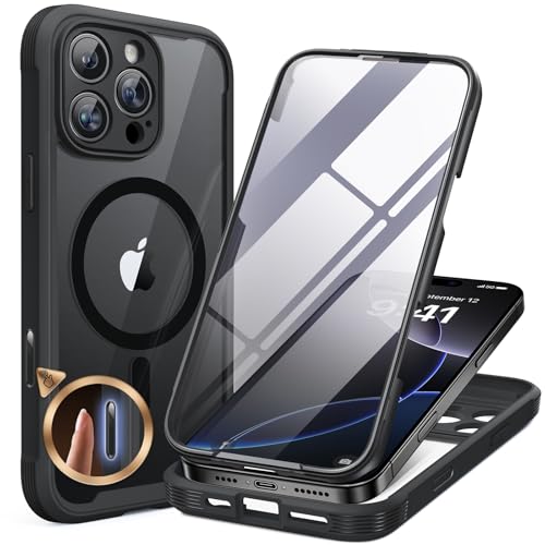 Miracase Magnetic for iPhone 16 Pro Max Case 6.9'' [Compatible with MagSafe] Full-Body Phone case with Built-in Glass Screen 