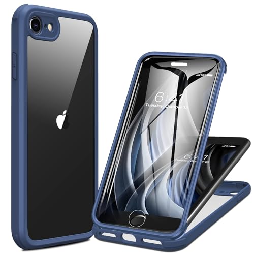 Miracase for iPhone SE Phone Case 3rd/2nd Generation 2022 2020 Full-Body with Built-in Glass Screen Protector, Heavy Duty 360