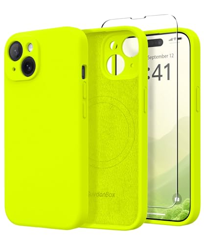 SuydanBox Magnetic for iPhone 13 Case Silicone Fluorescent Green