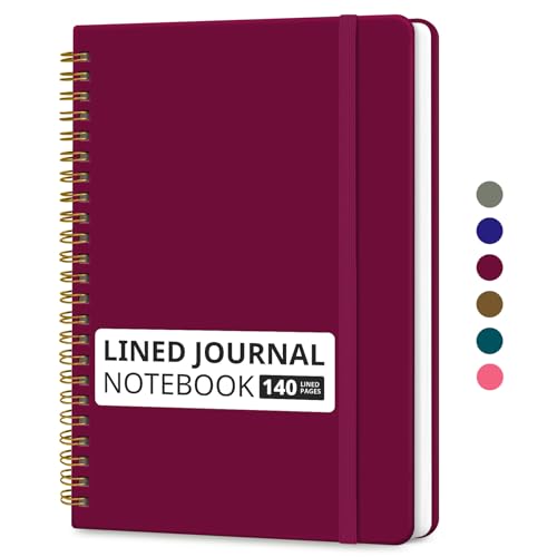 Taja Lined Spiral Notebook for Work, 5.7"x7.9" Spiral Journal College Ruled