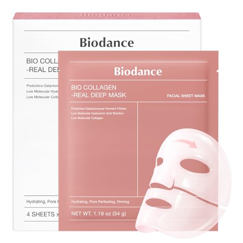 BIODANCE Bio-Collagen Real Deep Mask, Hydrating Overnight Hydrogel Face Mask, Pore Minimizing, Elasticity, Plumping, Travel E