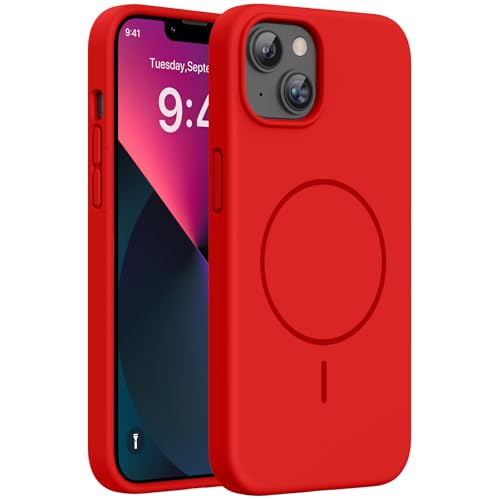 Miracase Silicone & Magnetic for iPhone 13 Case, Red