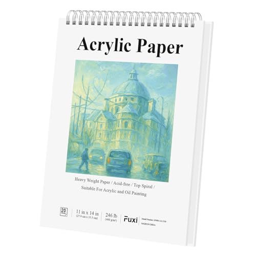 Fuxi Acrylic Paper Pad, 11 x 14 in, 400 GSM, 20 Sheets, Cold Press