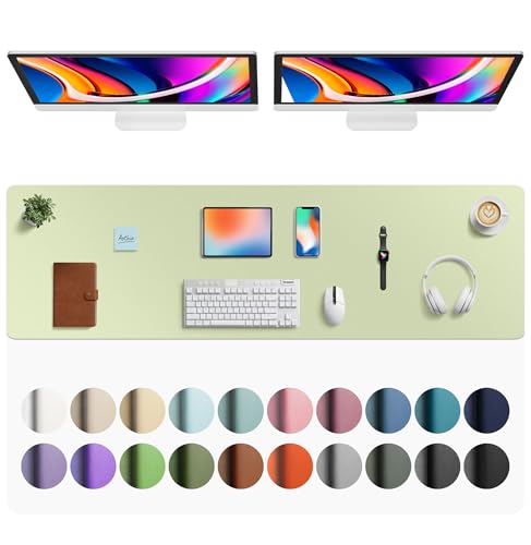 Aothia Faux Leather Desk Mat - Large Mouse Pad, Non-Slip PU Leather Blotter, Waterproof Writing Surface for Office and Home (