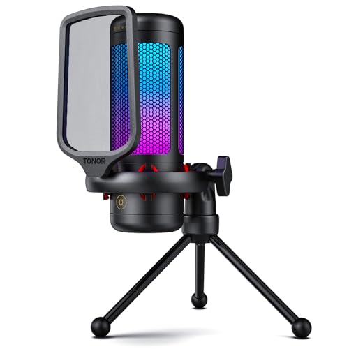 TONOR Gaming Microphone Set, PC Condenser Mic with RGB for Gamers
