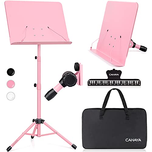 CAHAYA Sheet Music Stand Dual-use Converts to Desktop Stand Adjustable Pink