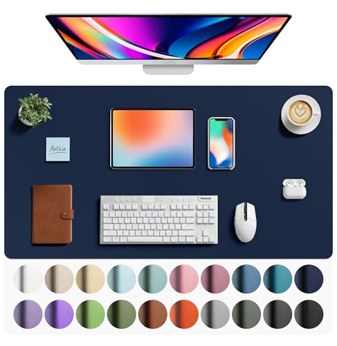 Aothia Faux Leather Desk Mat - Large Mouse Pad, Non-Slip PU Leather Blotter, Waterproof Writing Surface for Office and Home (