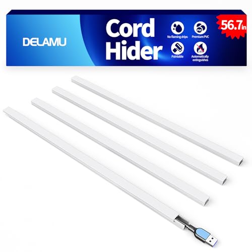 Delamu 56.7in Cord Hider, Cord Covers for Mini Wire on Wall, Paintable Cable Hider Wire Covers for Cords, Self-Adhesive Cable