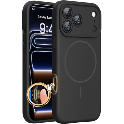 Miracase Magnetic for iPhone 17 Pro Case, Silicone, Black