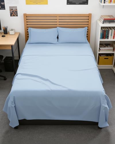 Full XL Sheets - 4 Piece Full XL Sheet Set - Cool & Breathable - Sky Blue