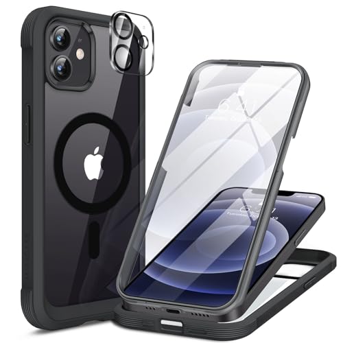 Miracase Magnetic for iPhone 12/12 Pro Case 6.1 inch, (Compatible with MagSafe) Upgrade Full-Body Clear Phone Bumper Case wit