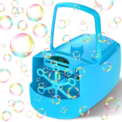Bubble Machine for Kids, Battery Operated Bubble Blower for Parties (Blue)