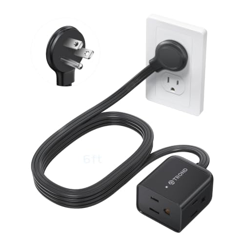 TROND Leftward Flat Plug Extension Cord 6ft for Small Tight Spaces, Black