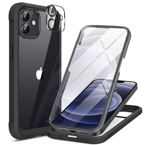 Miracase Glass Series for iPhone 12/12 Pro Case 6.1 inch, Upgraded Full-Body Rugged Phone Bumper Case Cover with Built-in 9H 