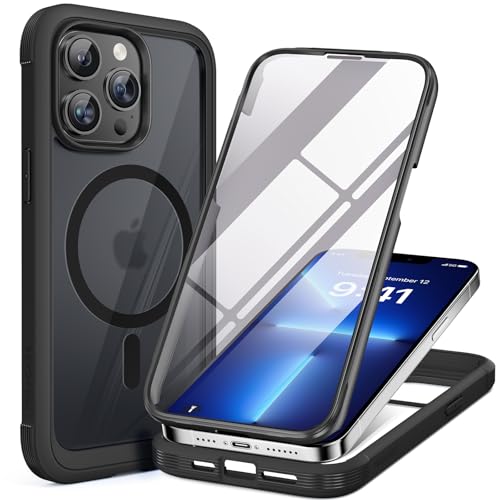 Miracase Magnetic for iPhone 13 Pro Max Case 6.7 inch, (Compatible with MagSafe) Upgrade Full-Body Clear Phone Bumper Case wi