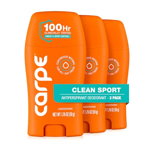Carpe 100-Hour Antiperspirant Deodorant for Men, Clean Sport - 3 Pack