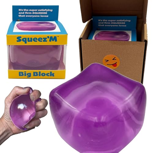 Squeez'M BigBlok Stress Cube (Formerly Big Block), Squishy Toy, Purple