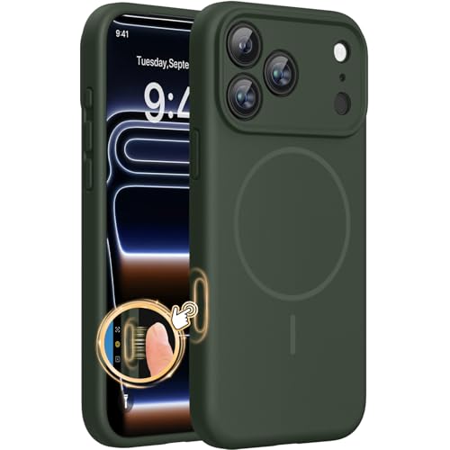 Miracase Silicone & Magnetic for iPhone 17 Pro Max Case, Dark Green