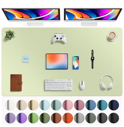 Aothia Faux Leather Desk Mat - Large Mouse Pad, Non-Slip PU Leather Blotter, Waterproof Writing Surface for Office and Home (