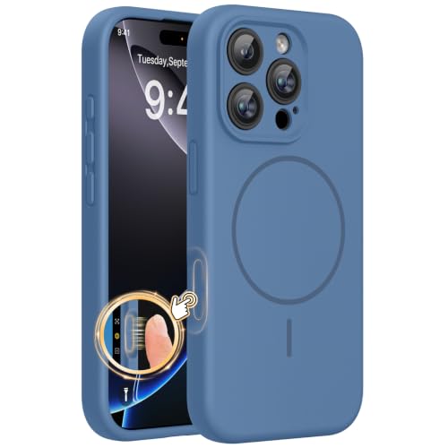 Miracase Magnetic for iPhone 16 Pro Case, Silicone, Glass Blue