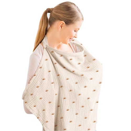 Konssy Muslin Nursing Cover Up for Breastfeeding with Rigid Hoop
