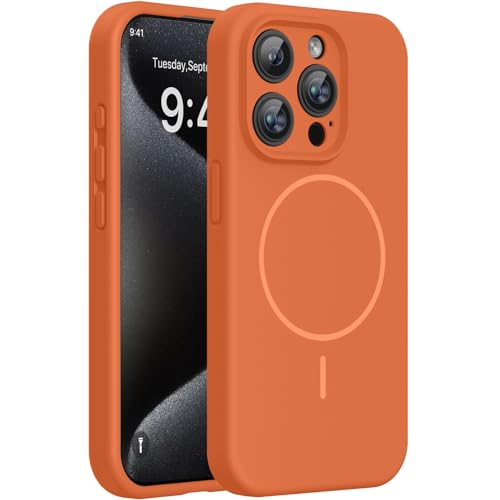 Miracase Silicone & Magnetic for iPhone 15 Pro Case, Amber Orange