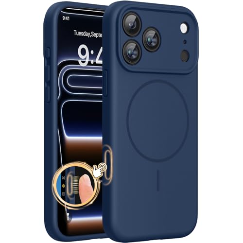 Miracase Silicone & Magnetic for iPhone 17 Pro Max Case, Dark Blue
