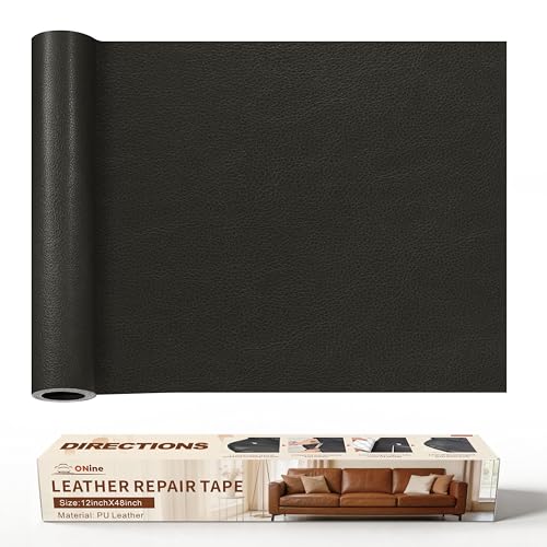 ONine Leather Repair Patch，Leather Repair Tape, 12 x 48 inches Leather Repair Patch for Furniture,Vinyl Repair Kit，Leather Co