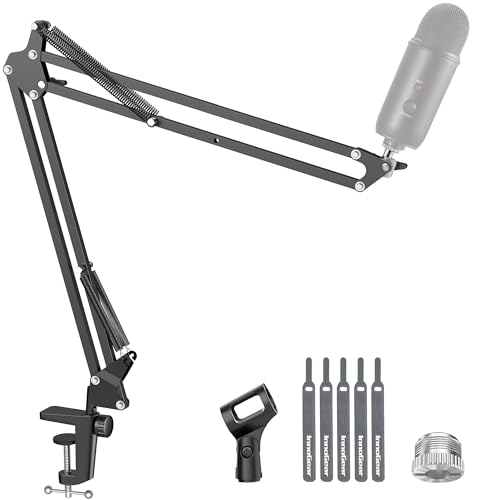 InnoGear Extended Boom Arm Microphone Mic Stand for Podcast Singing, Black