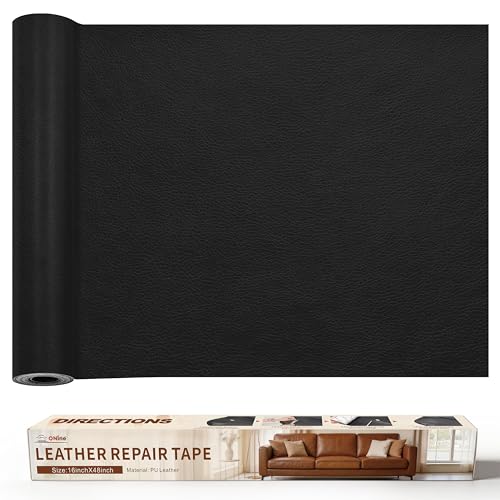 ONine Leather Repair Patch，Leather Repair Tape, 16 x 48 inches Leather Repair Patch for Furniture,Vinyl Repair kit，Leather Co